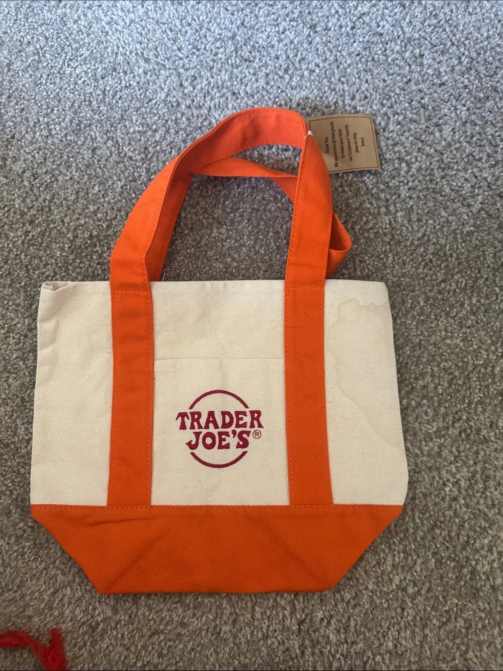 Trader Joe’s Crew Exclusive Mini Canvas Tote Orange NWT